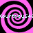 Four pink and black spiral patterns arranged in a with repeating text overlay