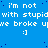 Blue background with repeated white text and smiley faces, featuring pixelated dots scattered across the surface.