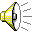 Two pixelated speaker icons with yellow and white checkered patterns, emitting gray sound waves against a light gray background.
