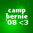 Green background with white pixelated text reading 'camp bernie '08 <3' in four identical quadrants.