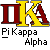 Pixelated graphic with large red and yellow letters 'ΠKΑ' above black text 'Pi Kappa Alpha' on gray background.