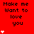 Red background with black text reading 'Make me Want to love you' and white heart symbols in various quantities.