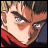 Pixelated anime-style character face with intense expression, red collar, and text reading "Anime IM" and "com" on black background.