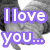 Purple text reads 'I love you...' on the left and 'But we're so far away...' on the right over a grayscale background of two figures.