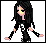 Pixelated character with long black hair and pale skin stands in a side profile pose, next to text reading LONELY above a sad face emoji.