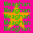 Green text "Meaghan" repeats over a bright pink background with an orange star partially obscuring the text in four quadrants.