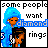 Pixel art buddy icon featuring a character with blue hair and orange skin holding an object, overlaid with text reading 'some people want diamond rings' on a white background.