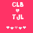 Pixelated pink background displays 'CLB' above a small heart symbol and 'TJL', with five star-like symbols below; left side has four white stars, right side three.