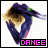 Pixelated dancing figure with flowing hair, wearing a dark blue outfit and white shirt, against a plain background.