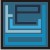 A static pixelated icon featuring layered blue and white geometric shapes forming a stylized L-like structure against a dark blue background.