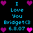 Pixelated text and heart icons arranged in a on black background with cyan, pink, and purple elements