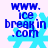 Blue text 'www.icebreaking.com' overlaid on a light blue snowflake shape against white background.