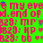 Green background with repeated pink text and blue star-like symbols, featuring a static gray rectangle in the bottom-right corner.