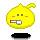 Four pixelated yellow doll avatars with small ponytails, each showing distinct facial expressions and mouth positions against a gray background.