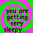 Four identical display a green and pink spiral background with black text reading "you are getting very sleepy..." in pixelated font