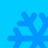 Four blue snowflake icons on a solid light blue background, each with distinct branching patterns and pixelated edges.