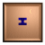 Animated sequence of a blue vertical shape transforming into an 'I' with horizontal bars on top and bottom against a brown textured background.