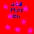 Red background with pink stars and blue text reading "Licul Miss Rhi" in four identical sections.
