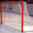 Pixelated hockey rink goal with red posts and white netting, blue text labels 'Salem', 'Hockey', '# 4' on black background.