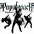Animated icon shows black silhouettes of figures in dynamic poses with a repeating text banner above, rendered in low-resolution pixel art style.