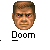 Pixelated character head with changing facial expressions and blood effects, labeled 'Doom' beneath each frame.