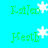 Green text 'Katelyn' and 'Heath' with white snowflakes on a cyan background, animated to cycle through names.