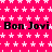 A static image with a bright pink background covered in white star patterns, displaying repeated black text "Bon Jovi" in three