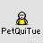 Pixelated character with white head and yellow torso in multiple poses, each labeled 'PetQuiTuc' below, on light gray background.