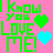 Pixelated green text 'I Know You Love Me!' on pink background with two heart symbols, one green and one cyan.