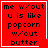 Four identical red square icons with black text and white borders, each containing a small white symbol in the bottom-right corner that changes between frames.