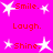 A static image with a bright pink background displays repeated text phrases and star symbols in red and white.
