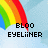 Pixelated rainbow gradient with blue sky background and black pixelated text reading 'BLOO EYELINER' in two lines.
