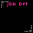 Pixelated pink text 'j&k bff' with white and gray star icons on black background, animated star states change across frames.