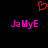 Red pixelated heart above two identical pink text strings on black background.