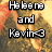 Pixelated image of two people in a grassy field with overlaid text and a heart symbol.