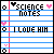 Animated contact sheet of 11 frames showing a science notebook icon with "I LOVE HIM" text and heart symbols, displaying sequential pixel changes in the lower portion across sampled frames.