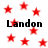 Red star shapes scattered across a white background with the text "Landon" repeated in black pixelated font.