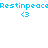 Blue pixelated text "Restinpeace" repeats horizontally with two blue pixelated heart symbols below, all on a white background.