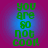 Green pixelated text 'you are so not cool!' on a blue-to-magenta gradient background with four identical