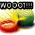 Animated icon shows a colorful fruit-like object with 'WOOT!!!' text, Snoopy figure with 'RUN WIT', and scissors with 'SCISSORS!' text.