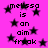 A static image with a bright pink background featuring scattered black stars and repeated pixelated text reading "melissa is an aim freak" in multiple