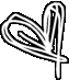 A black-and-white pixelated icon depicting a stylized feather with curved lines and layered shading on a gray background.
