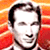 Static pixelated image of a person's face with dark hair against an orange-red gradient background, rendered in low-resolution style typical of early internet icons.