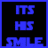 Six pixelated text in blue, red, purple, green, maroon, and teal display 'ITS HIS SMILE' against black backgrounds with colored borders
