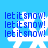 Blue background with white snowflake icons and repeated blue text 'let it snow!' in pixelated font across four quadrants.