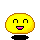 Yellow pixelated face with black outline transitions through multiple expressions and body parts, including smiling, neutral, crying, and partial forms.