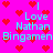 A static image with a bright pink background filled with red pixelated hearts, displaying cyan text that reads "I Love Nathan Bingamen" in multiple