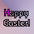 A 4x4 contact sheet of 16 animated frames showing a pixelated "Happy Easter!" text animation with color variations on a gradient background.
