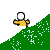 Animated contact sheet showing a yellow stick figure character running up a green hill, falling into water, and boarding a bus with visible text bubbles.