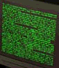 Green pixelated matrix with horizontal lines on a dark background, displayed in multiple views.